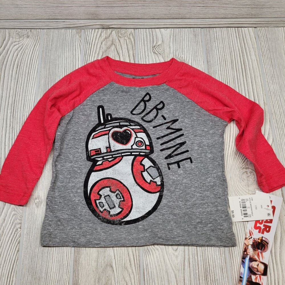 Valentines Day Star Wars BB Mine Raglan Toddler Shirt Disney Mad‎ Engine 12M